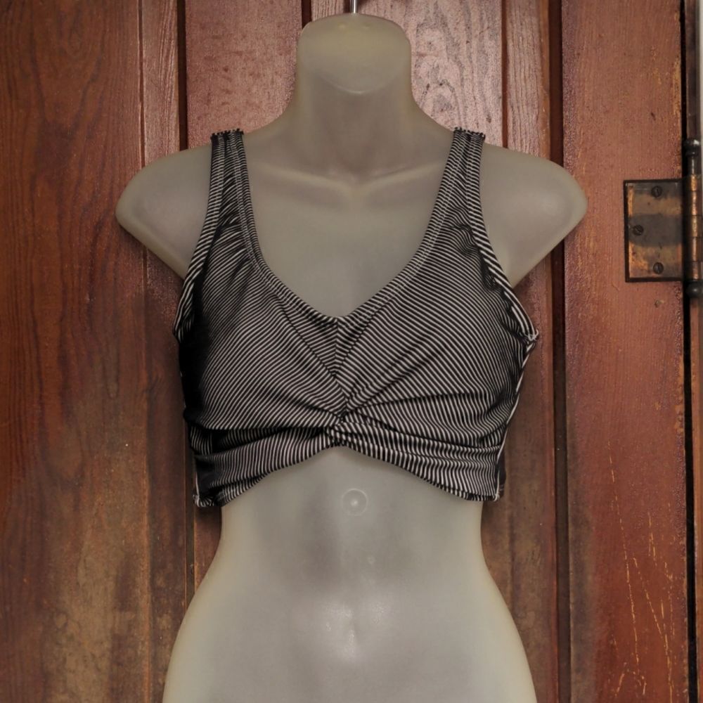 2 for $20 Decree Black + White Striped Twisted Bikini Top Sz M